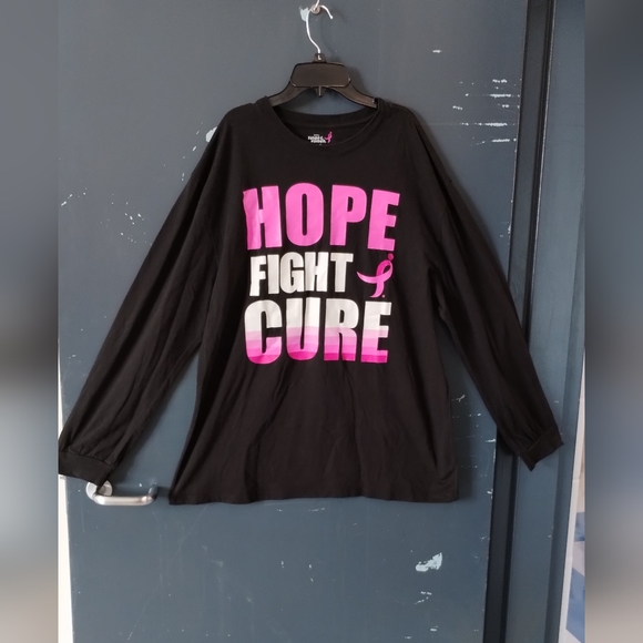 Susan G Komen Black Long Sleeve Shirt Size XL Hope Fight Cure Pink Ribbon - Picture 2 of 13
